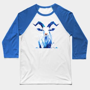 Geometrical Blue Mountain Goat. Adorable Mosaic Cute Kawaii Simple Animal Baseball T-Shirt